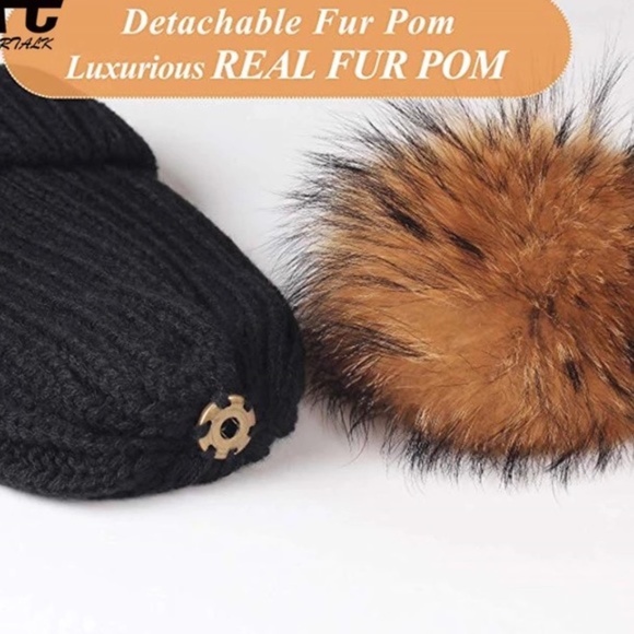 Winter Women Girl Skullies Beanie Cap Pompon Fur - Picture 5 of 11